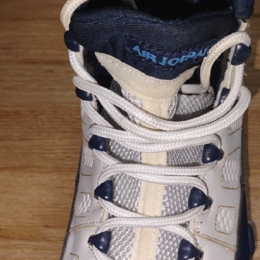 Air Jordan 9 Retro “Flint Grey / French Blue” – White and Navy Athletic Sneakers - Picture 8 of 12